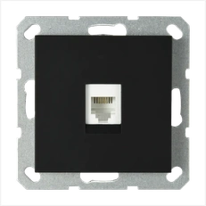 Изображение Телефонная розетка RJ11 с накладкой, цвет черный матовый (soft touch)