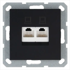 Изображение Интернет-розетка RJ45 двойная с накладкой, цвет антрацит