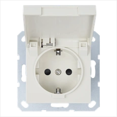 Изображение Розетка SCHUKO© с крышкой и защитными шторками 16A 250V~ 2P+T, цвет слоновая кость