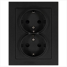 Изображение Розетка SCHUKO© двойная с защитными шторками 16A 250V~ 2P+T, цвет Антрацит